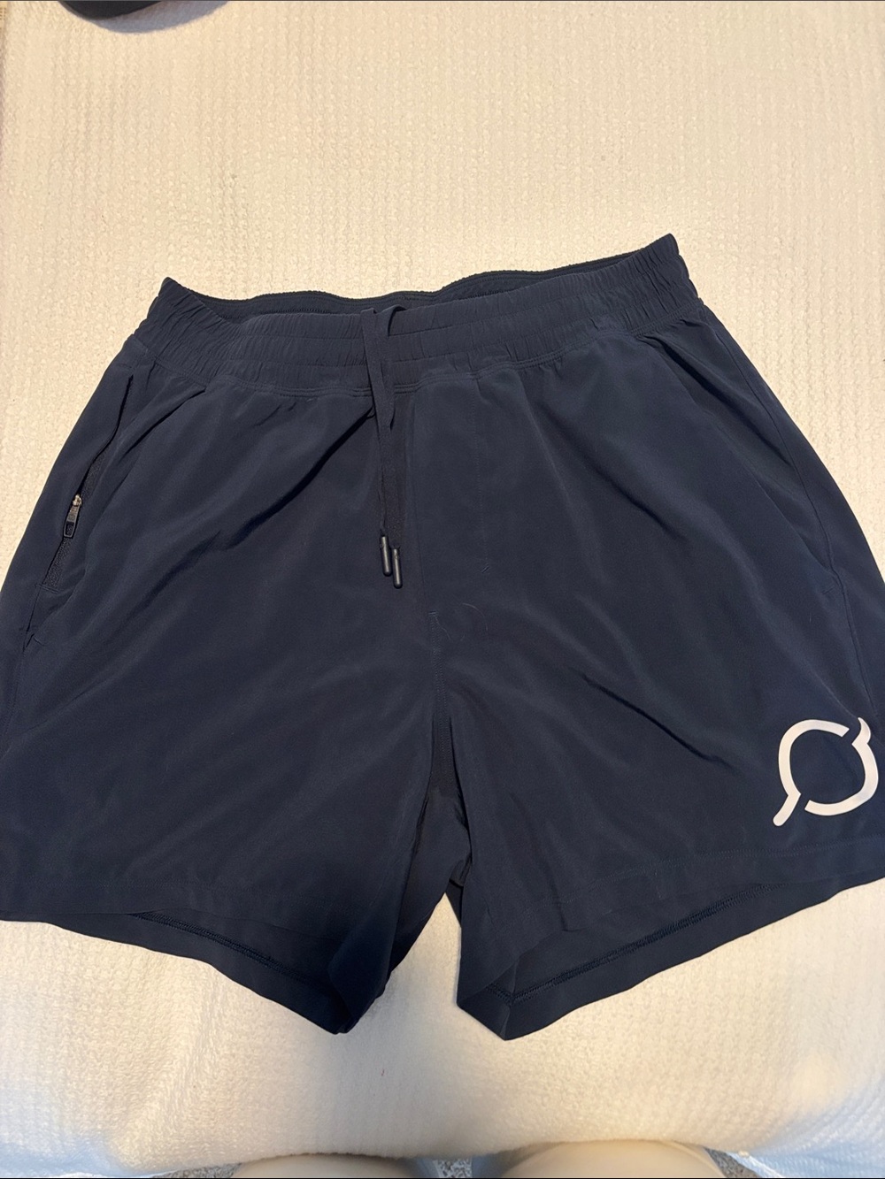 Lululemon Men’s Navy Athletic Shorts with Elastic Drawcord and Logo